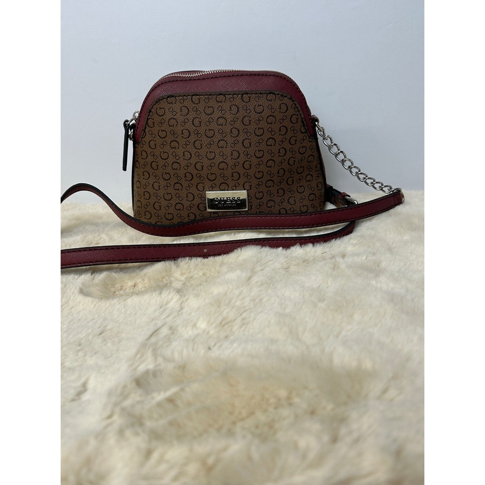 Guess Los Angeles Monogram Dome Crossbody‎ Bag Brown Burgundy SV793414